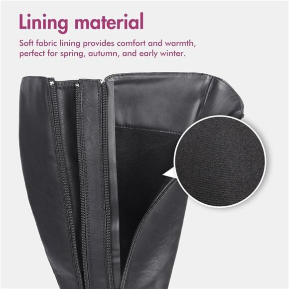 Women's Wide Calf Double Zipper Knee High Riding Boots - Picture 6 of 7